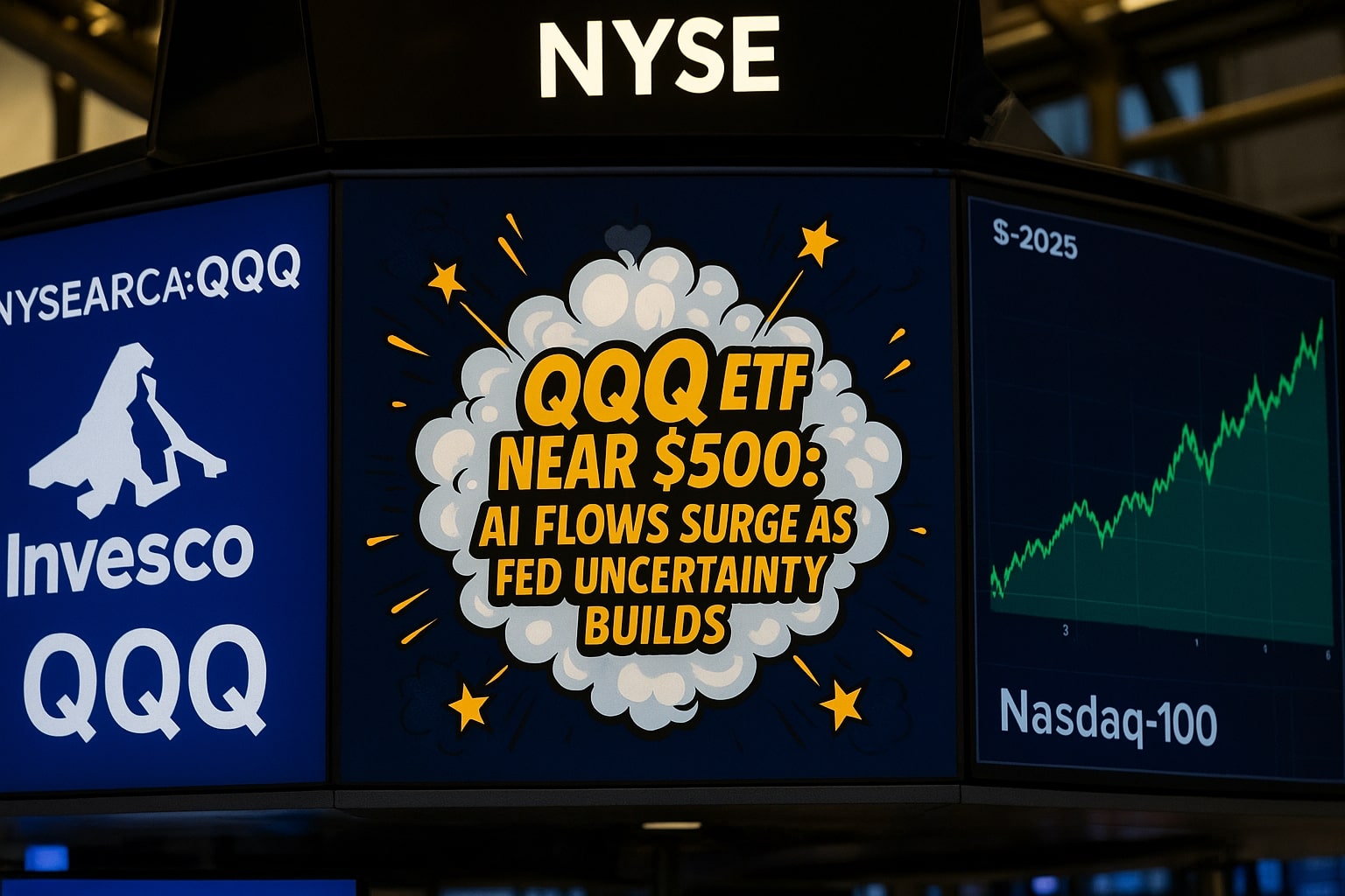 QQQ ETF Hits $500 as AI Flows Clash With Fed Policy Risks