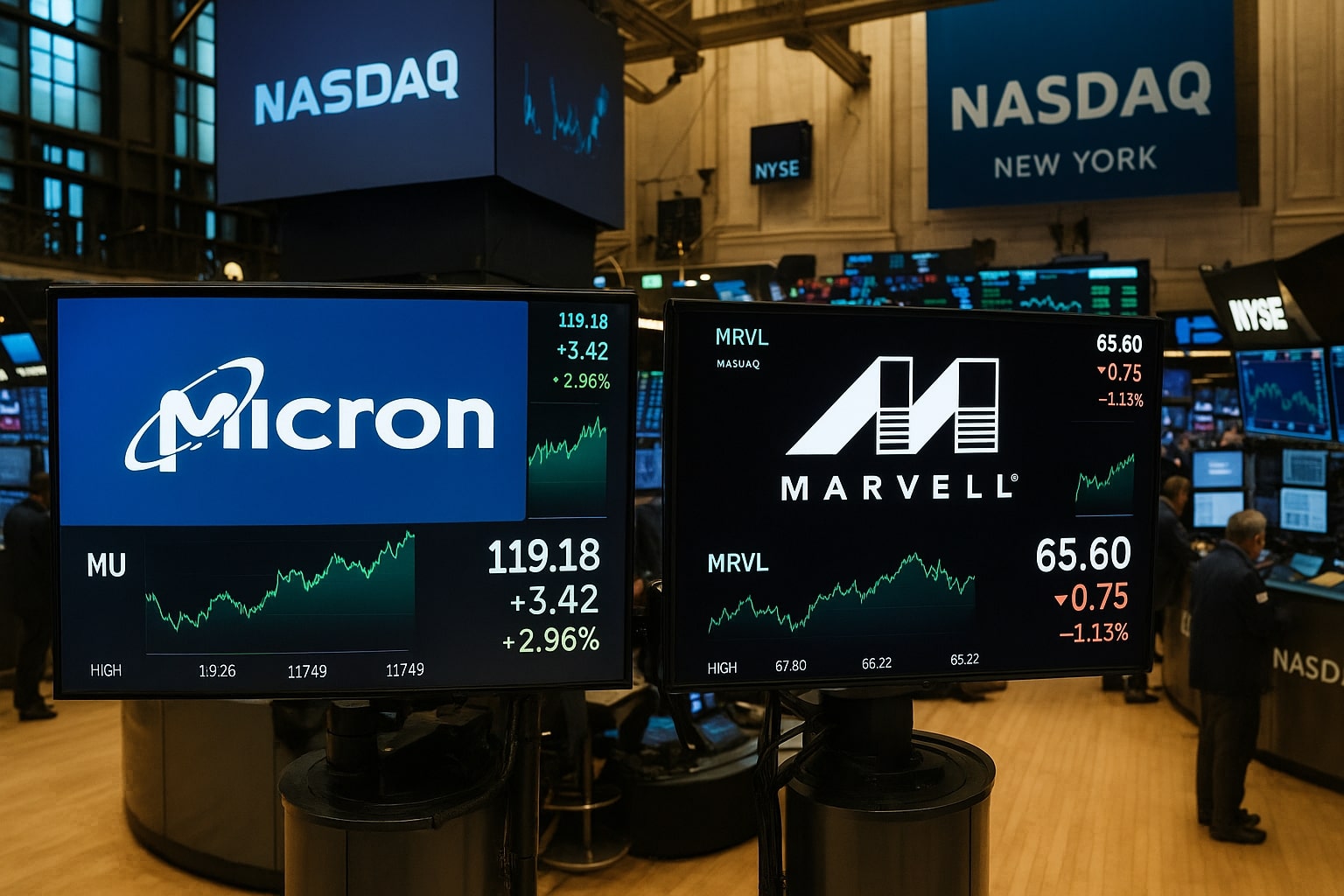 Micron vs Marvell Stock - NASDAQ:MU and NASDAQ:MRVL Battle for AI Leadership